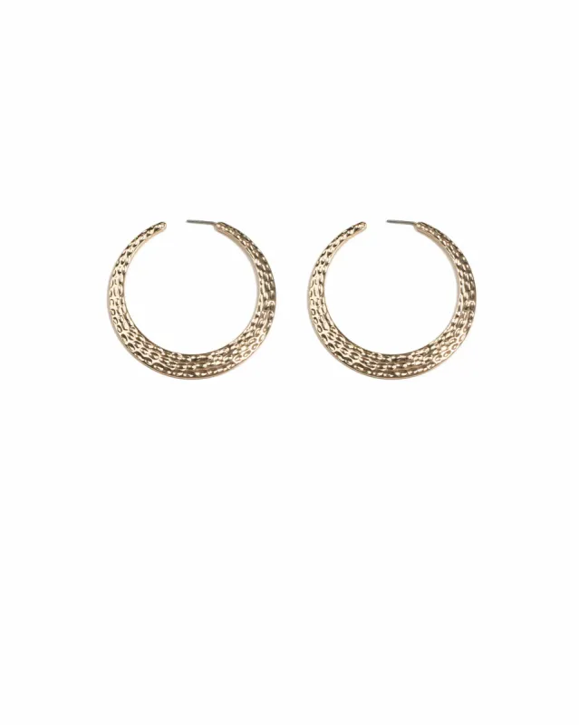 Gold Tone Hammered Hoop Earrings sold by Collete Hayman