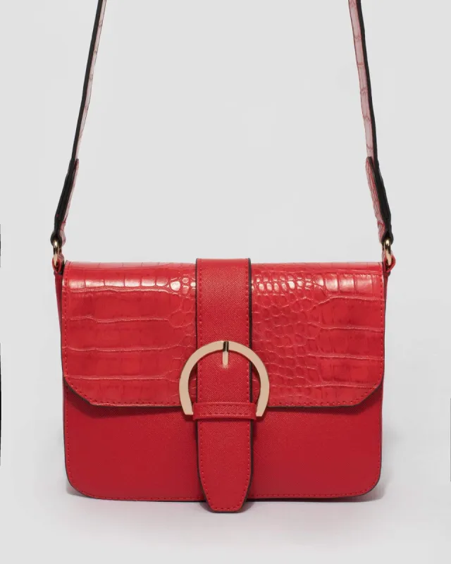 Red Lora Buckle Crossbody Bag sold by Collete Hayman