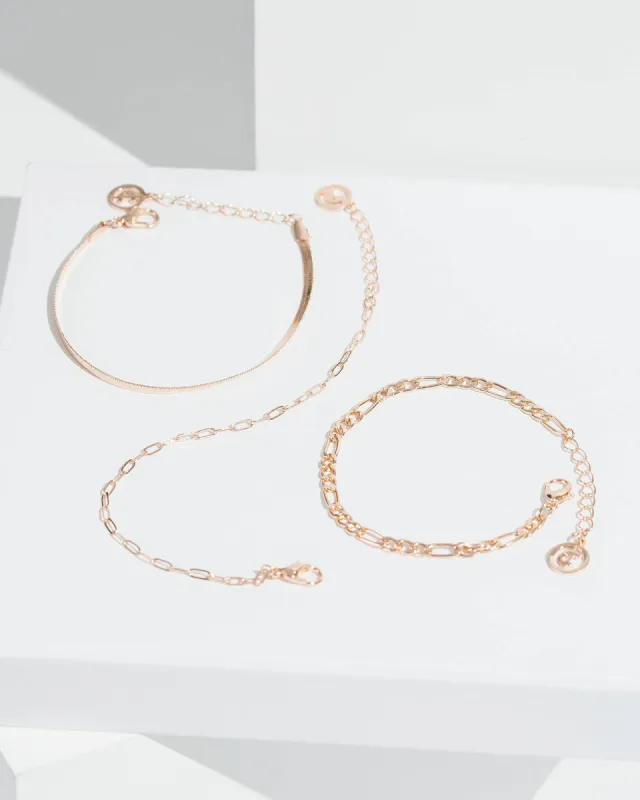 Rose Gold Multi Chain Bracelet Pack sold by Collete Hayman