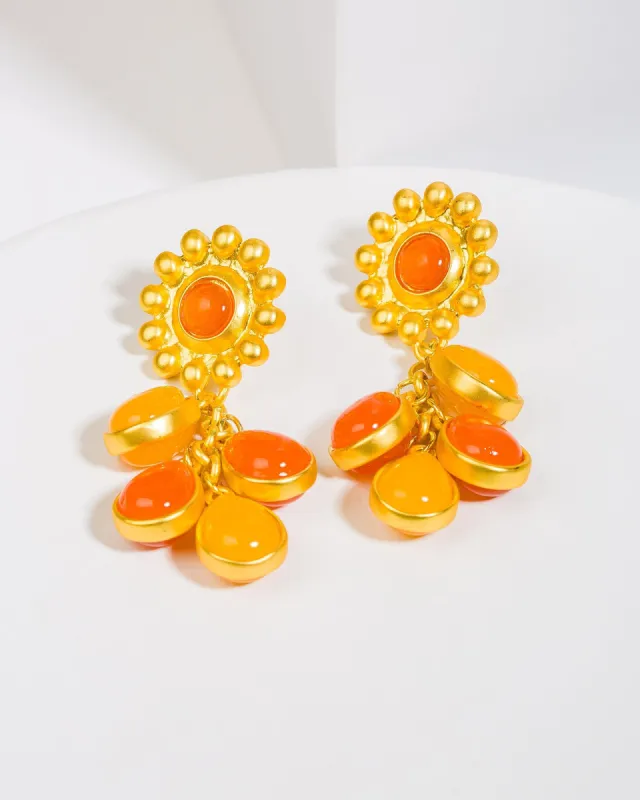 Orange Sunflower Drop Earrings sold by Collete Hayman