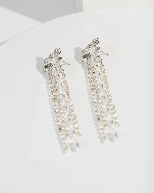 Silver Multi Crystal Tassel Earrings sold by Collete Hayman