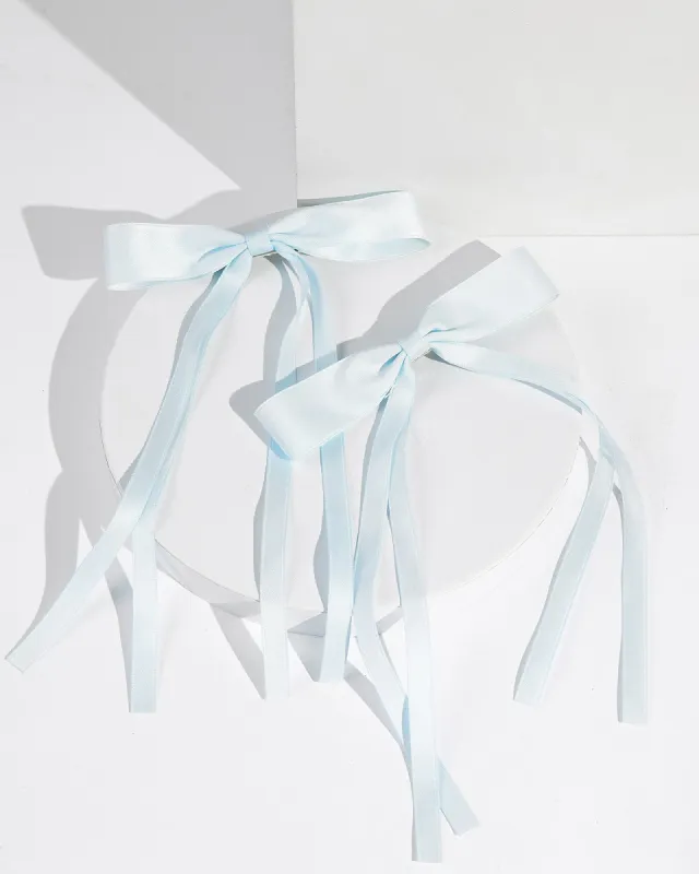 Light Blue  2 Pack Thin Bow Hair Slides sold by Collete Hayman