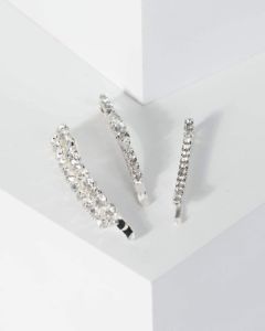 Silver 3 Pack Diamante Detail Hair Slides sold by Collete Hayman
