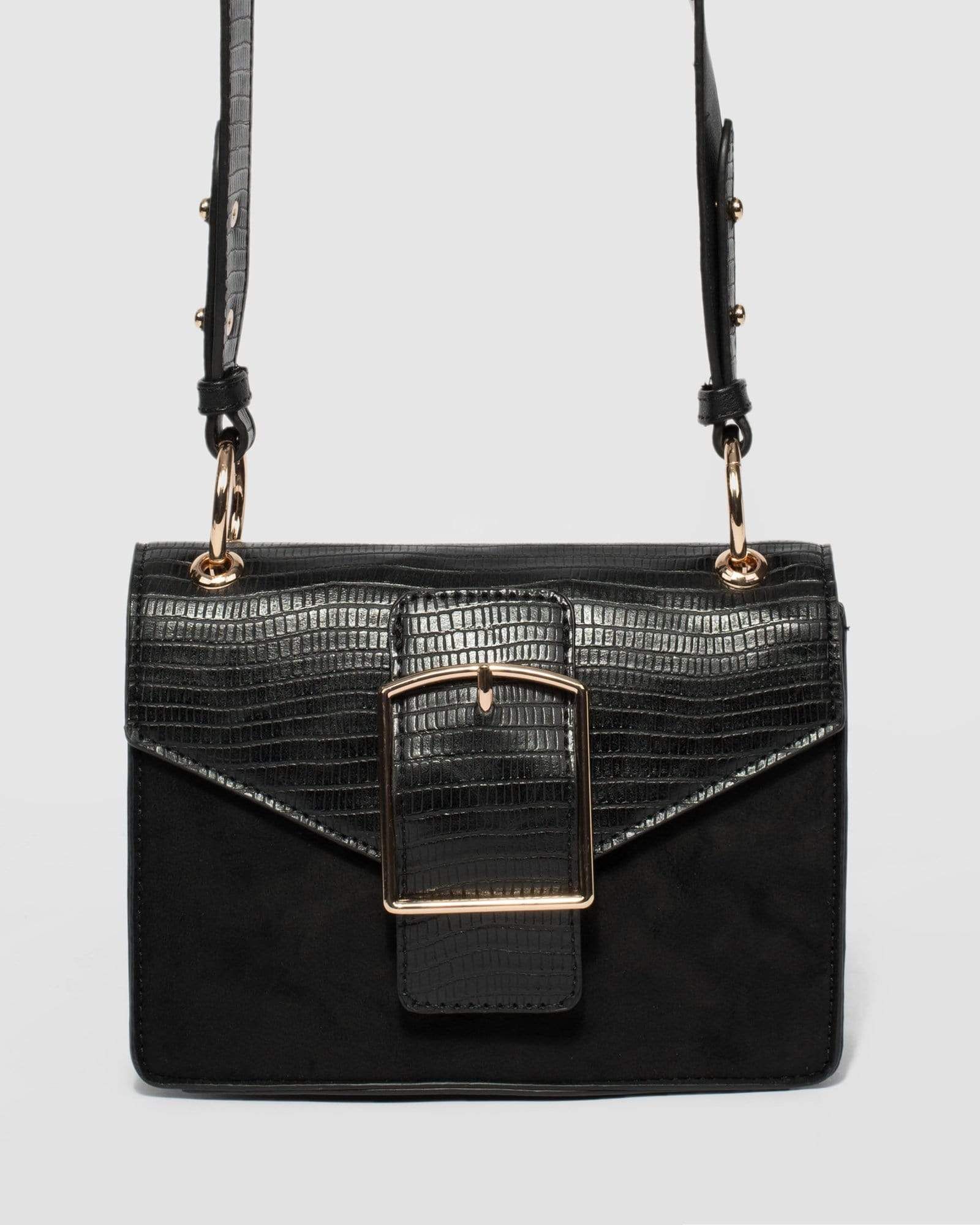 Black Nova Buckle Crossbody Bag sold by Collete Hayman