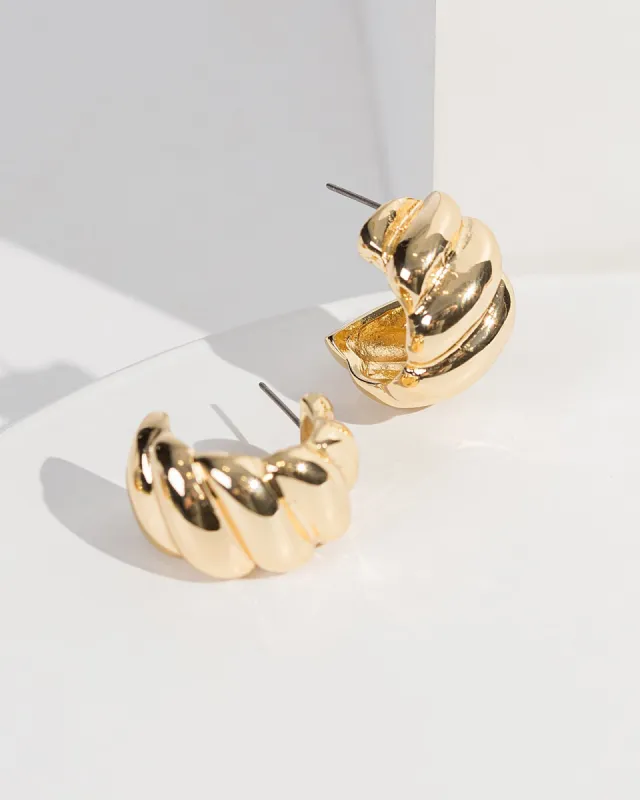 Gold Twist Chunky Hoop Earrings sold by Collete Hayman