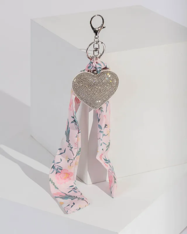 Multi Colour Crystal Heart And Scarf Keyring sold by Collete Hayman