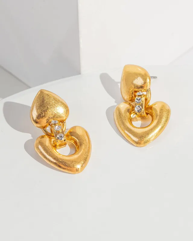 Gold Brushed Metal Heart Earrings sold by Collete Hayman