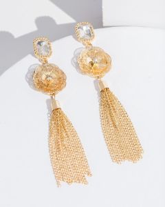 Gold Flower Detail Drop Earrings sold by Collete Hayman