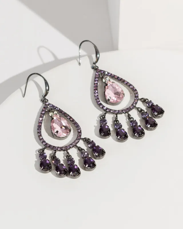 Purple Crystal Chandelier Drop Earrings sold by Collete Hayman