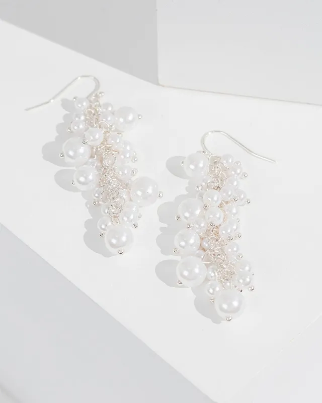 White Pearl Beaded Hook Earrings sold by Collete Hayman