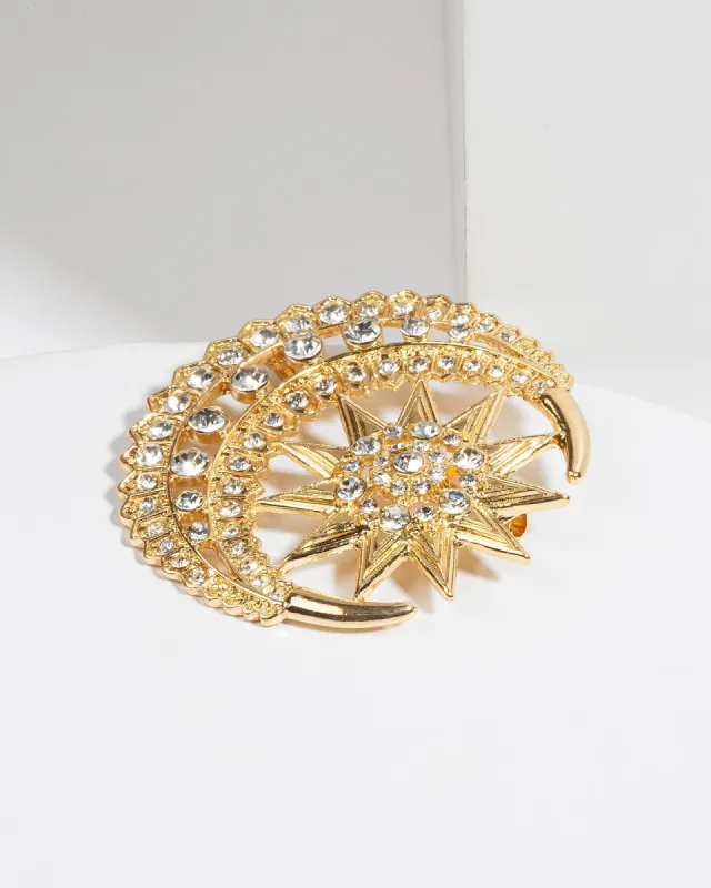 Crystal Moon & Star Brooch sold by Collete Hayman
