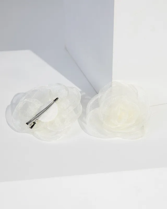 White Flower Hair Slide Pack sold by Collete Hayman