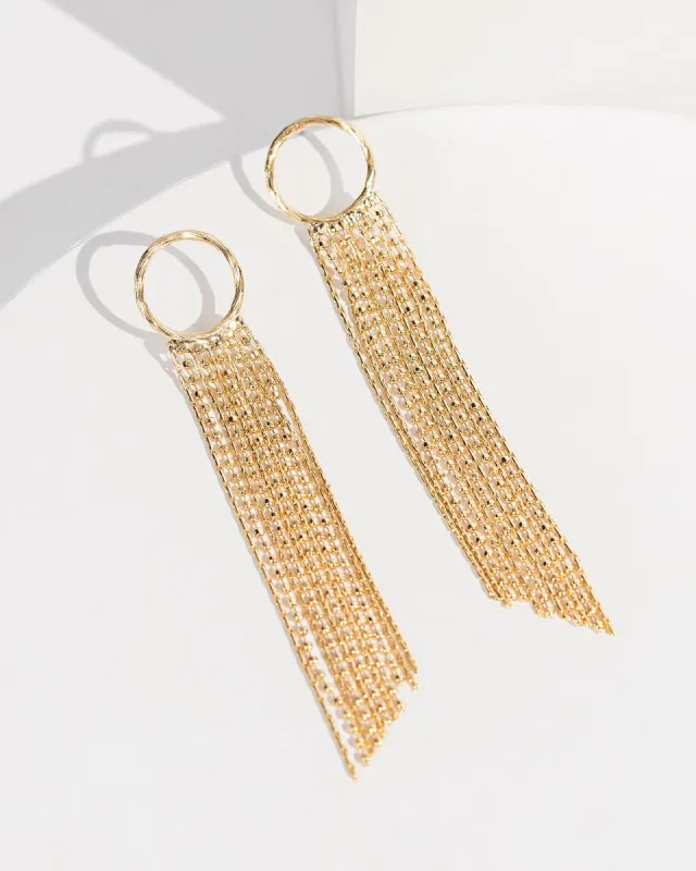 Gold Circle With Chains Drop Earrings sold by Collete Hayman