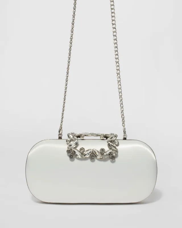 White Sholyn Rounded Box Clutch Bag sold by Collete Hayman