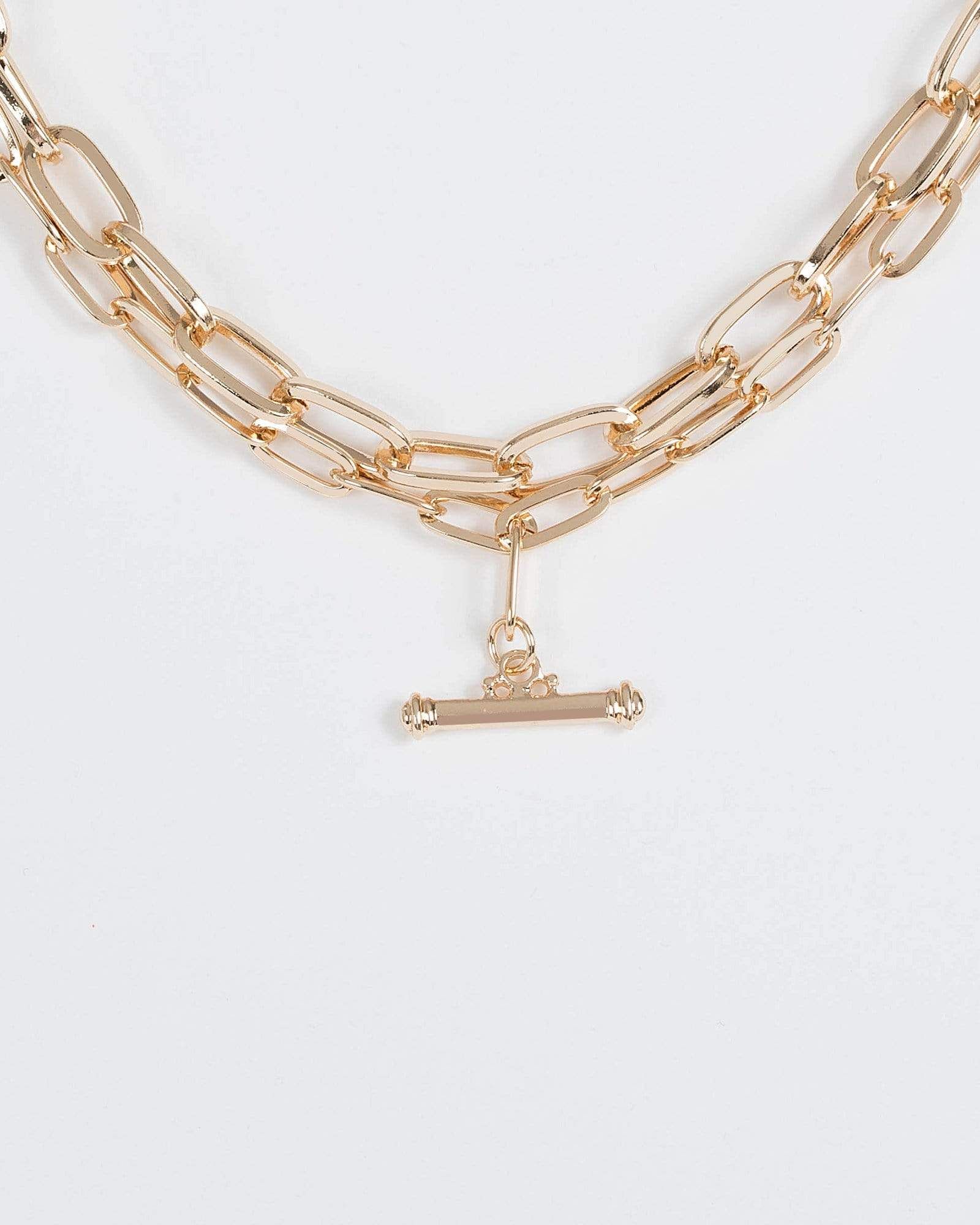 Gold Double Chain Toggle Necklace sold by Collete Hayman product image thumbnail 3