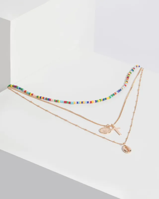 Gold Beaded Multi Layered Necklace sold by Collete Hayman