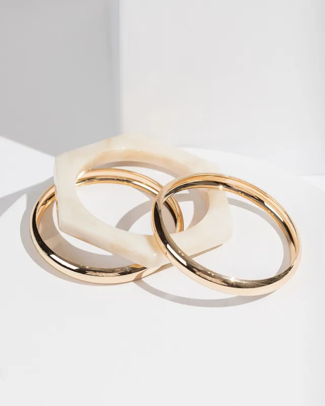 White Chunky Acrylic Bracelet Pack sold by Collete Hayman