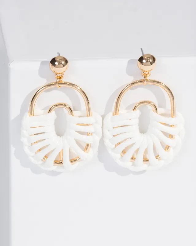 White Wrapped Oval Drop Earrings sold by Collete Hayman