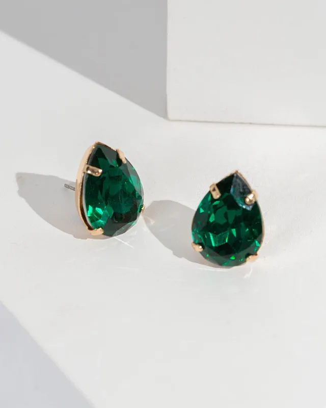 Green Teardrop Crystal Stud Earrings sold by Collete Hayman