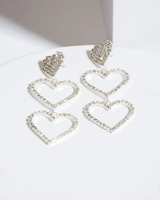 Crystal Triple Layer Hearts Statement Earrings sold by Collete Hayman