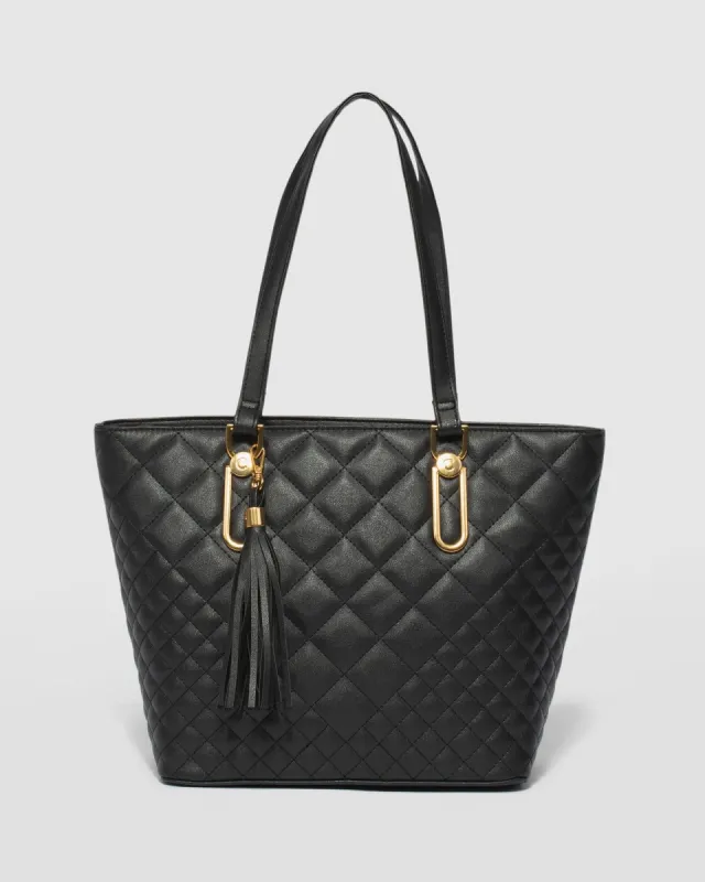 Black Carissa Tassel Tote Bag sold by Collete Hayman