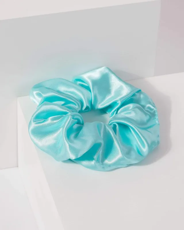 Blue Plain Satin Scrunchie sold by Collete Hayman