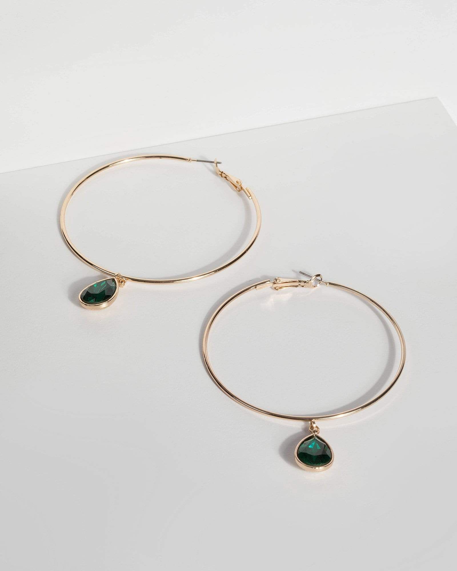 Green Hoop and Stone Earrings sold by Collete Hayman