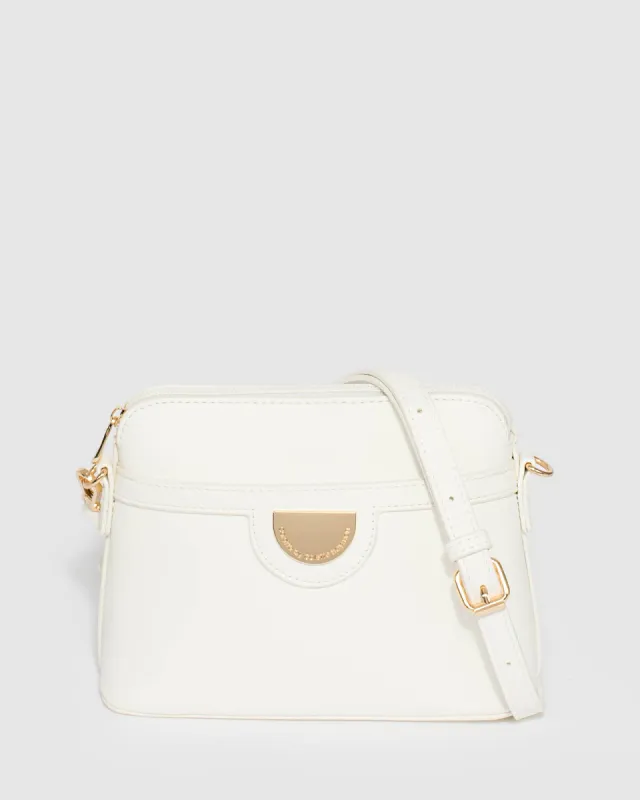 White Karen Plate Crossbody Bag sold by Collete Hayman