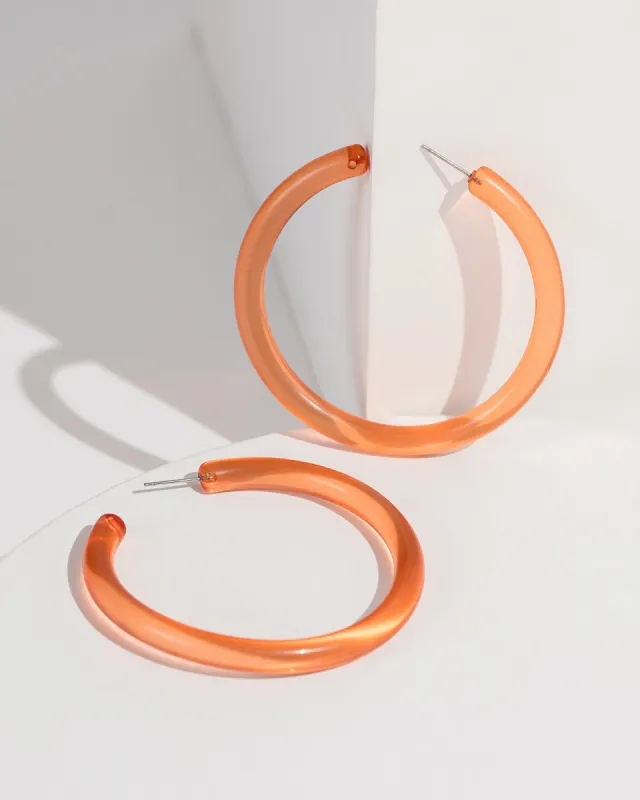Orange Oversized Acrylic Hoop Earrings sold by Collete Hayman