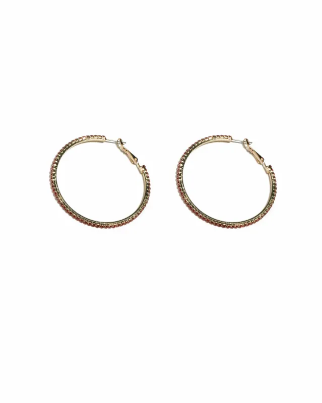 Red Gold Tone Fine Diamante Hoop Earrings sold by Collete Hayman