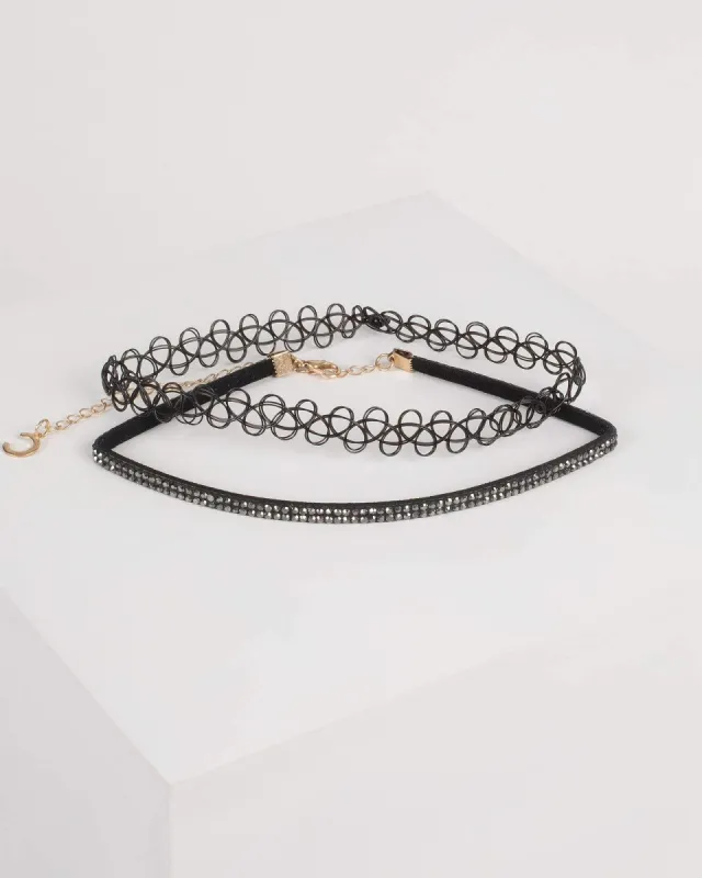 Gunmetal Stretch Choker Pack sold by Collete Hayman