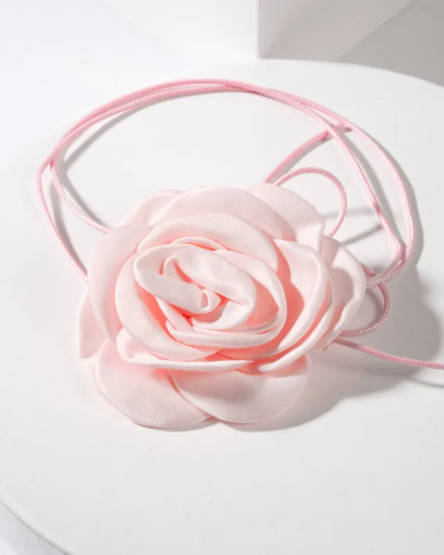 Pink Fabric Flower String Choker Necklace sold by Collete Hayman