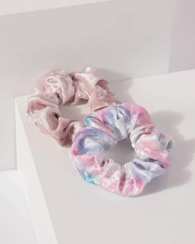 Multi Colour 2 Pack Plain And Tie Dye Scrunchie sold by Collete Hayman