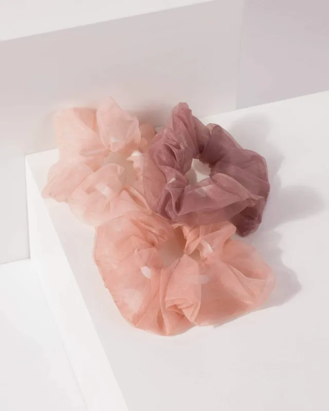 Pink 3 Pack Plain Organza Scrunchie sold by Collete Hayman