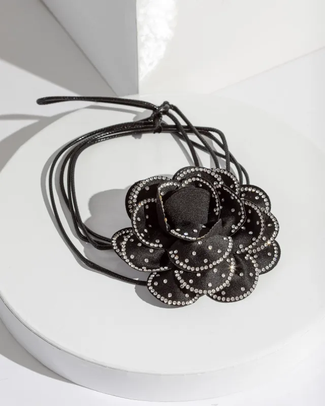 Black Diamonte Rose Choker Necklace sold by Collete Hayman