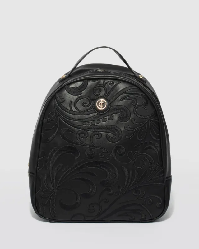 Black Belinda Embroidery Backpack sold by Collete Hayman