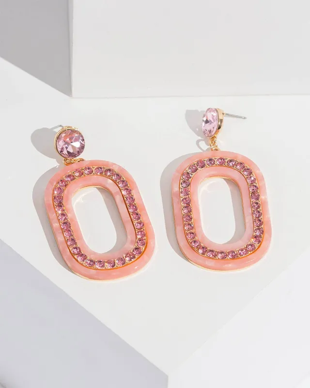 Pink Crystal Framed Acrylic Earrings sold by Collete Hayman
