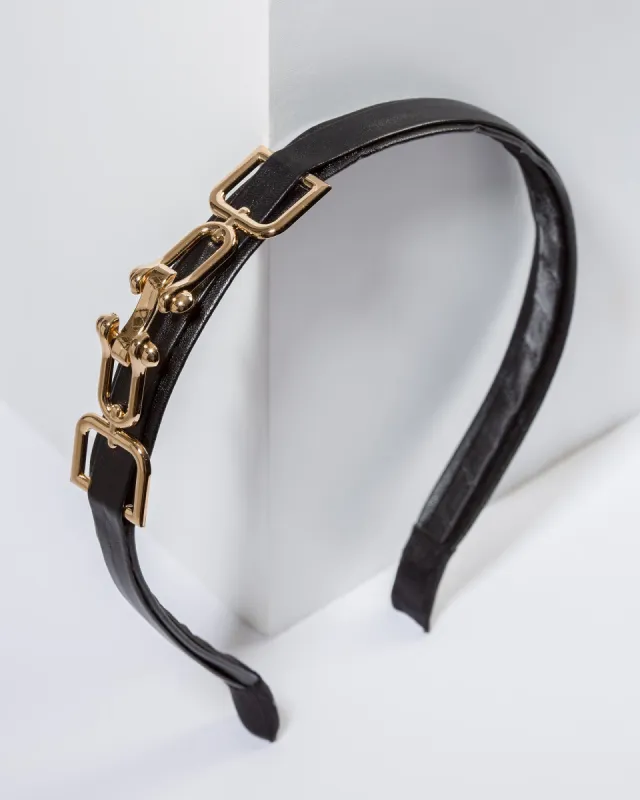 Black Link Chain Side Detail Headband sold by Collete Hayman