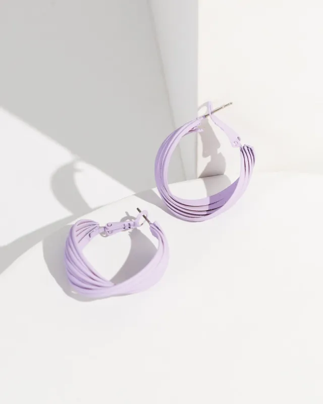 Purple Painted Crossover Hoop Earrings sold by Collete Hayman