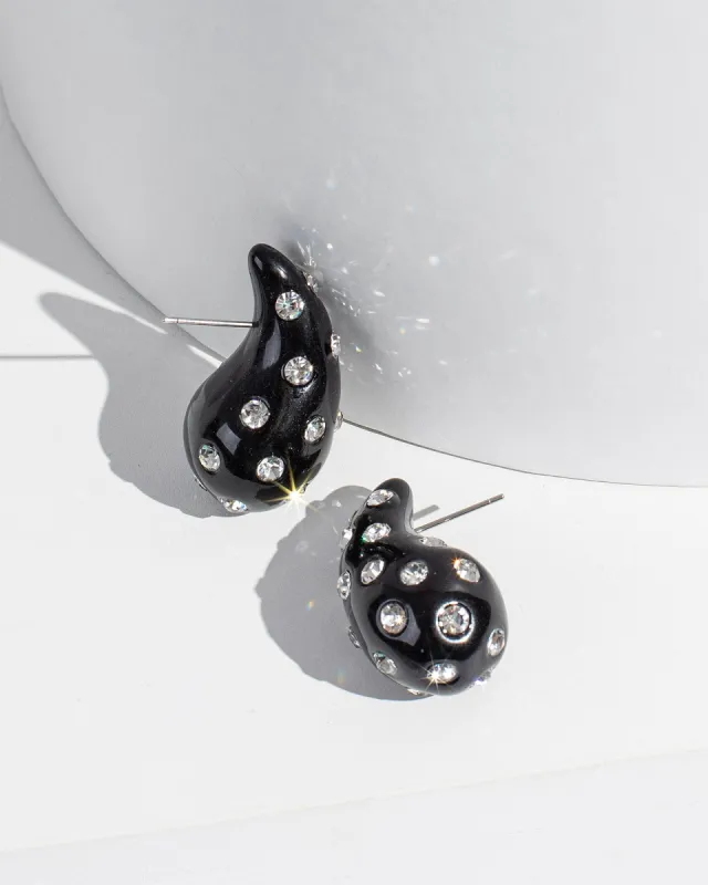 Black Crystal Studded Tear Drop Earrings sold by Collete Hayman