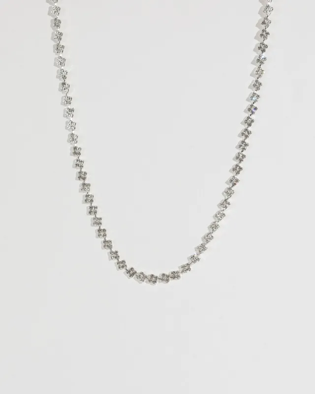 Silver Diamante Square Short Necklace sold by Collete Hayman