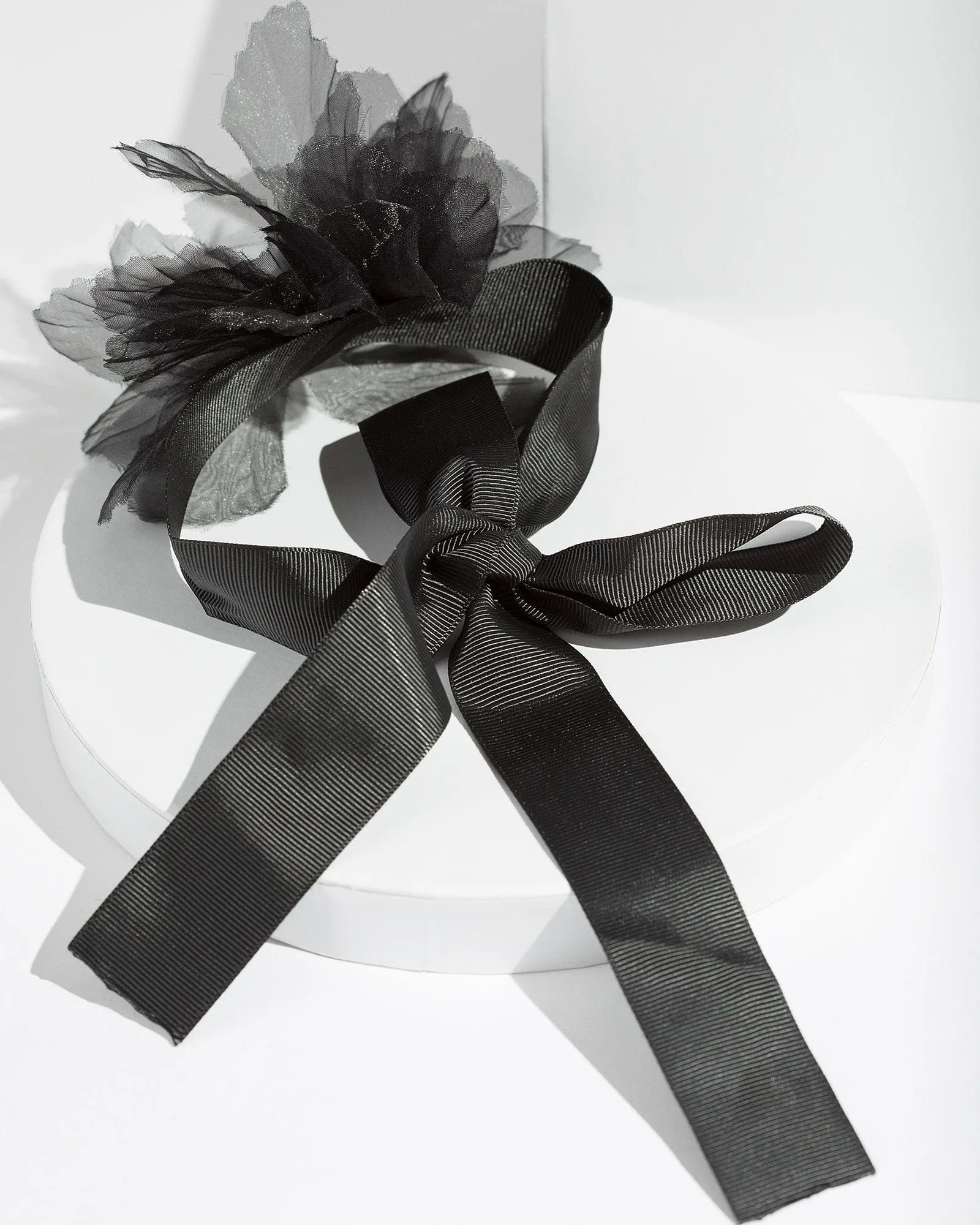 Black Sheet Floral Ribbon Choker Necklace sold by Collete Hayman product image thumbnail 3