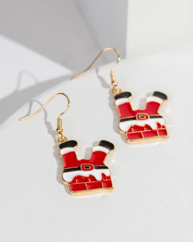 Red Santa In Chimney Hook Earrings sold by Collete Hayman