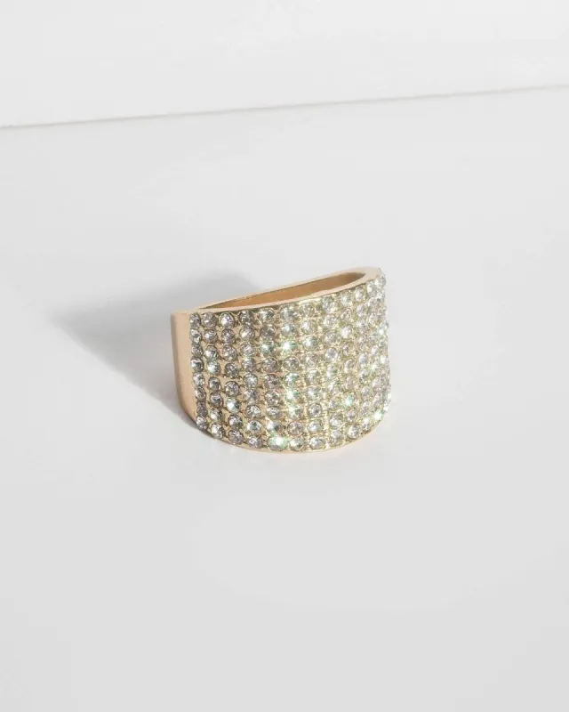 Gold Diamante Face Cocktail Ring sold by Collete Hayman