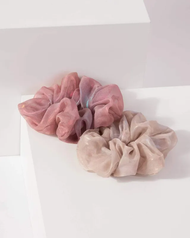 Multi Colour 2 Pack Holographic Organza Scrunchie sold by Collete Hayman
