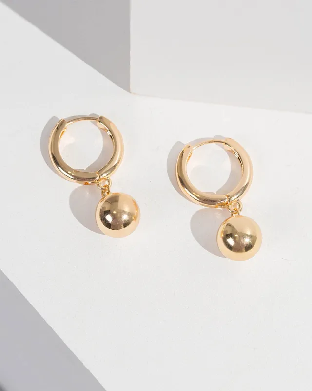 Gold Ball Hoop Earrings sold by Collete Hayman