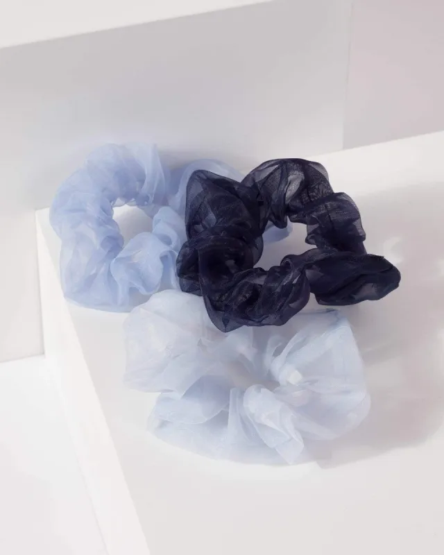Blue 3 Pack Plain Organza Scrunchie sold by Collete Hayman