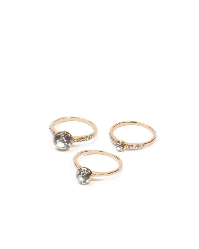 Round Diamante Stone 3 Pack Rings - Medium sold by Collete Hayman