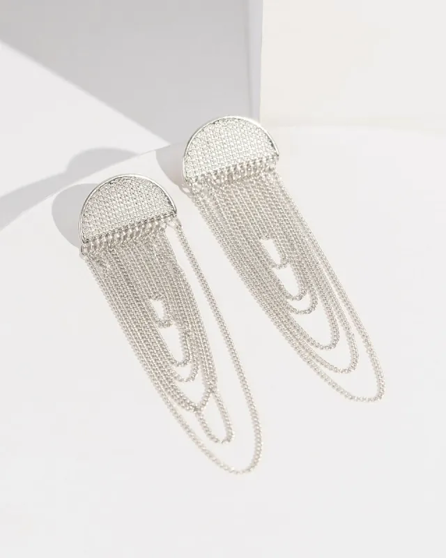 Silver Draping Chain Stud Earrings sold by Collete Hayman
