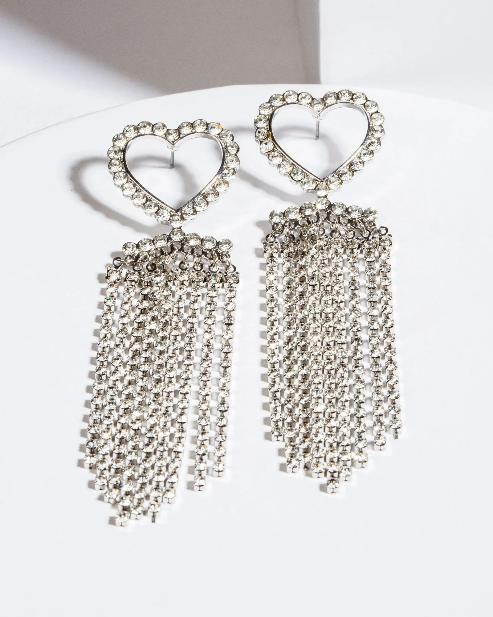 Crystal Heart Tassel Drop Earrings sold by Collete Hayman